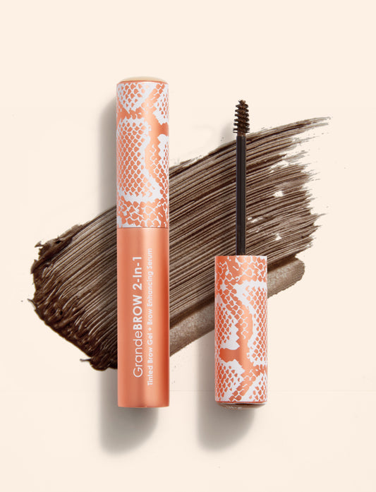 Auburn | GrandeBROW 2-in-1 Travel Size A breakthrough 2-in-1 tinted brow gel with mini fibers & brow enhancing serum that delivers instant color & volume, plus it promotes tinted, thicker looking brows over time.
