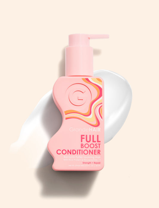 Travel Size | GrandeHAIR Full Boost Conditioner Formulated for thinning or damaged hair, this multitasking conditioner adds intense hydration, helps reduce breakage & makes detangling a breeze.